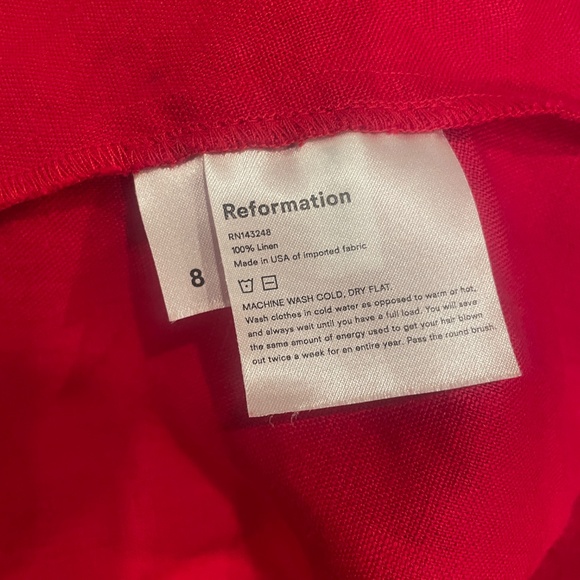 NWOT reformation cherry red linen sun dress slip dress button front pockets 8 $1 - Picture 6 of 6